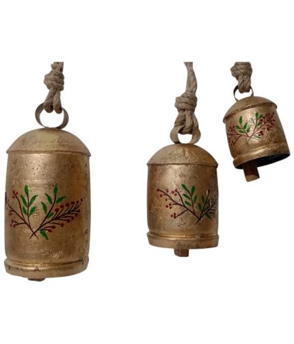 Antique Christmas Bells set of 3 in Jute String